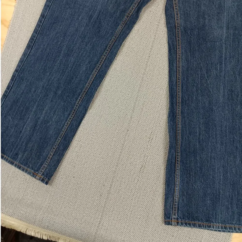 Rocawear Vintage Jeans Mens 38X32 Dark Wash Wide‎ Leg Embroidered Logo Street